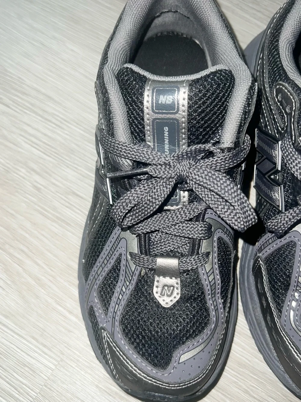 New Balance Kids' Black and Gray Lace-Up Sneakers